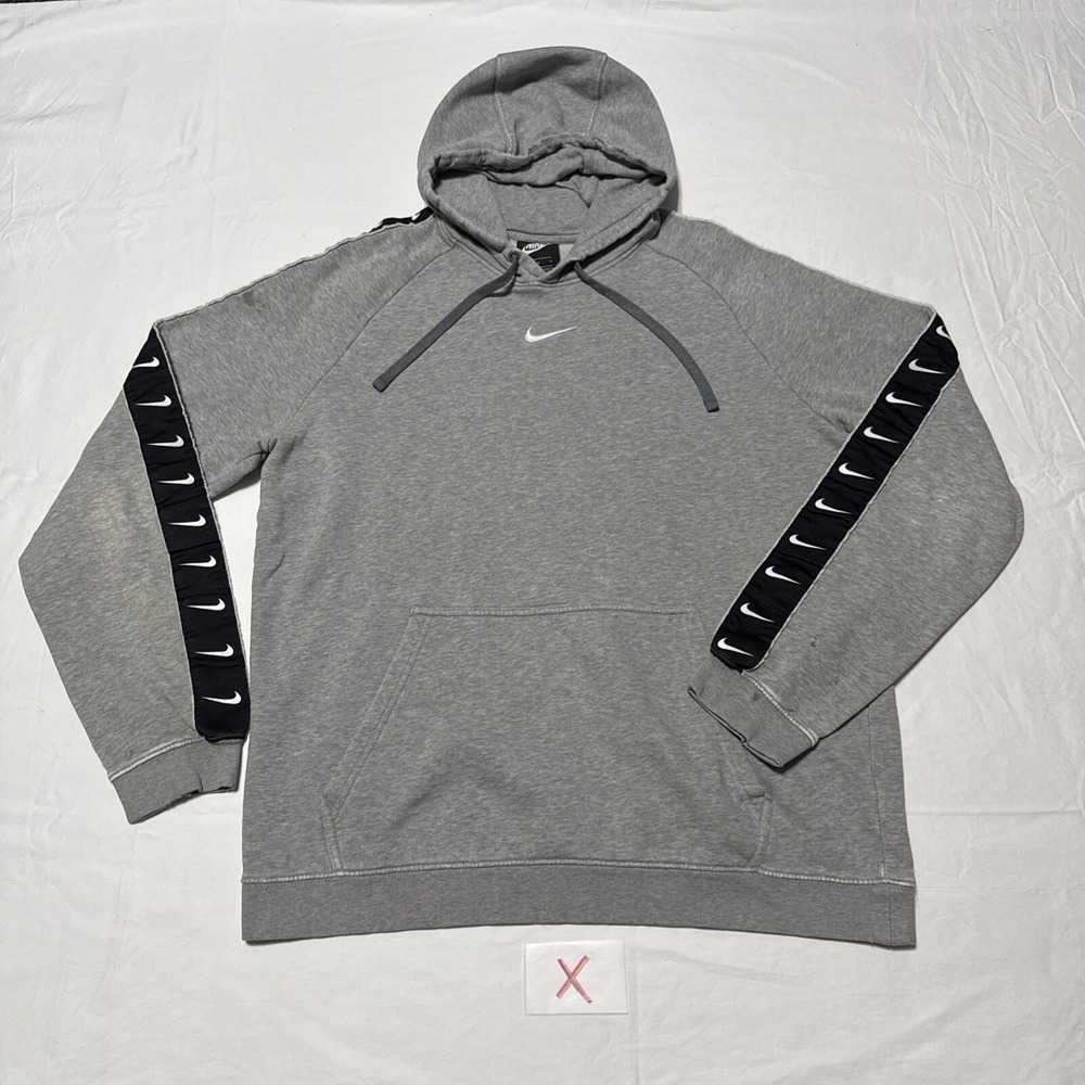 Nike Center Check Swoosh Hoodie Grey RN#56323 Size Large